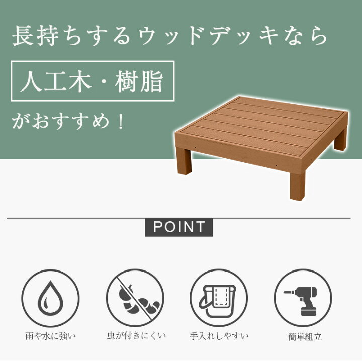 楽天市場】人工木 樹脂 ウッドデッキ 6点セット 高さ28cm 腐りにくい 