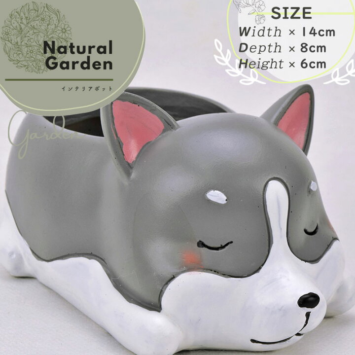楽天市場 おやすみ柴犬 インテリアポット 鉢カバー 動物 犬 かわいい プランター 植木鉢 ナチュラル おしゃれ ガーデニング 置物 オブジェ ダントツonline