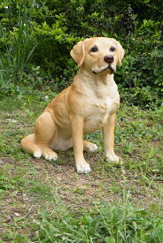 ガーデンオーナメント ラブラドール 犬 リアル 置物 庭 かわいい お座り 動物 本物そっくり オブジェ おしゃれ ガーデニング 外国風 ガーデンマスコット
