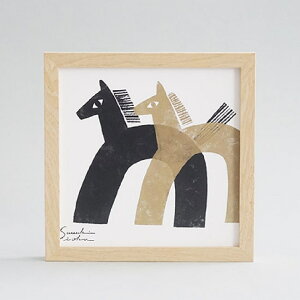 Horse �C�I�N�T�c�L �A�[�g�t���[�� M 22×22×3cm �n �u���b�N �S�[���h �C���e���A �ǖʑ��� �k�� �i�`������ �V���v�� �u���b�N���� ���킢�� ������� �����j�� ���蕨