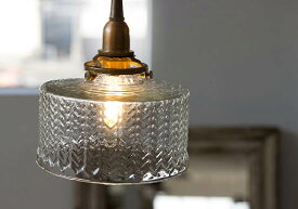 照明 ガラスシェード ヘリンボーン ペンダントライト 1灯 灯具セット LED E17 おしゃれ クリアガラス かわいい シンプル 北欧 ナチュラル レトロ アンティーク 灯具セット 天井照明 丁寧な暮らし