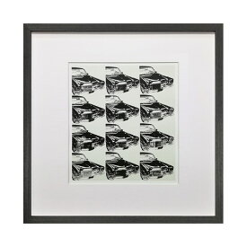 アートパネル アンディーウォーホル 車 モノクロ 12分割 絵画 42.5×42.5cm インテリア 天然木 フレーム ポップアート