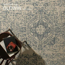 OLOWIN RUG オロウィン ラグ 140×200cm ウール タフト インド 絨毯 長方形 6畳 おしゃれ ヴィンテージ ソファーラグ