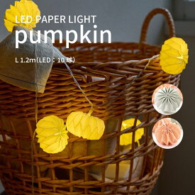 LED ライト ガーランド ペーパー シェード パンプキン かぼちゃ インテリア 照明 電池式 タイマー付 パーティー ハロウィン クリスマス 誕生日 子供部屋 デコレーション イルミネーション 室内 ワイヤー かわいい グリーン オレンジ