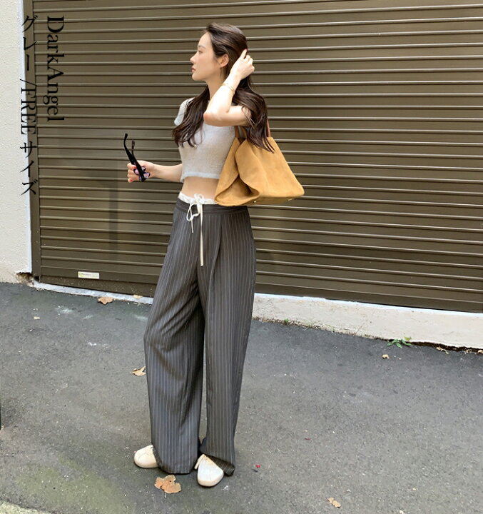 楽天市場】〔カ〕 ダブルウエスト ワイドパンツ レディース パンツ 