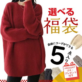 【2024年末福袋】『プチ・プレゼント付き』5点入り 福袋 2024 レディース 服 きれいめ アウターが必ず入る福袋 自由に選べる レディース福袋 M L FREE ワンピース ニット 人気 トレンドアイテム ワイドパンツ インナー ダークエンジェル 送料無料 ＜クーポン適用不可＞