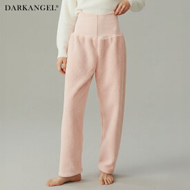 【期間限定：2,990円→1,780円！】 ルームウェア 部屋着 腹巻き付き パンツ もこもこ あったか ロングパンツ レディース 冬 パジャマ 寝間着 温活 モールニット ボア風 ふわふわ ゆったり 防寒 冬 【腹巻き付きルームウェアパンツ】 ダークエンジェル