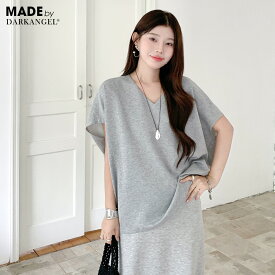 59%OFF！【期間限定：1,399円〜1,899円！】 コクーントップス トップス レディース Vネック ラウンドネック 半袖 ストレッチ プルオーバー ゆったり 体型カバー 選べる2タイプ 無地 夏 【コクーントップス】 ダークエンジェル 半袖がページ内最安