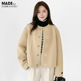 【期間限定：11,490円→5,990円！】 リバーシブル ボア フェイクムートン ジャケット ショート丈 2Way スエード ボアジャケット リバーシブル ショート丈 レディース ノーカラー 【 リバーシブルボアジャケット 】ダークエンジェル ※予約販売※