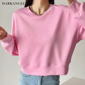 【期間限定：4,620円→3,299円！】 トップス スウェット レディース 長袖 プルオーバー コットン ドロップショルダー カジュアル シンプル 体型カバー 楽ちん 【ドロップショルダースウェットトップス】 ダークエンジェル