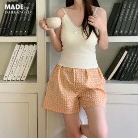 【期間限定：2,640円→1,190円！】 パンツ ルームウェア レディース 秋 かわいい ズボン ギンガムチェック リラックスパンツ イージーパンツ ロングパンツ ショートパンツ 涼しい ゆったり 部屋着 パジャマ 【ギンガムチェックルームウェアパンツ】c_bag