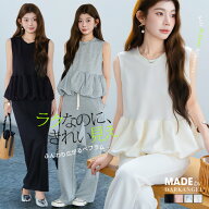 【期間限定：3,780円→2,489円！】 ペプラムトップス レディース 夏 ノースリーブ フレアトップス ダンボ…