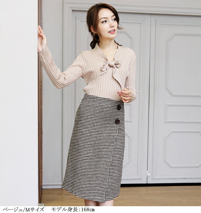 楽天市場】チェック スカート レディース 千鳥格子 ラップスカート  