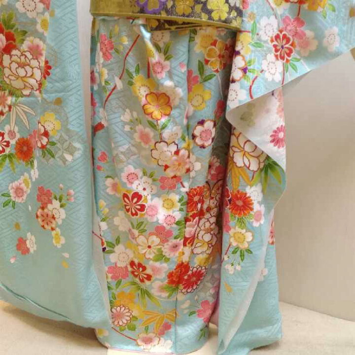 楽天市場】【送料無料】振袖 お仕立て付き 正絹 友禅柄 水色地 古典花 