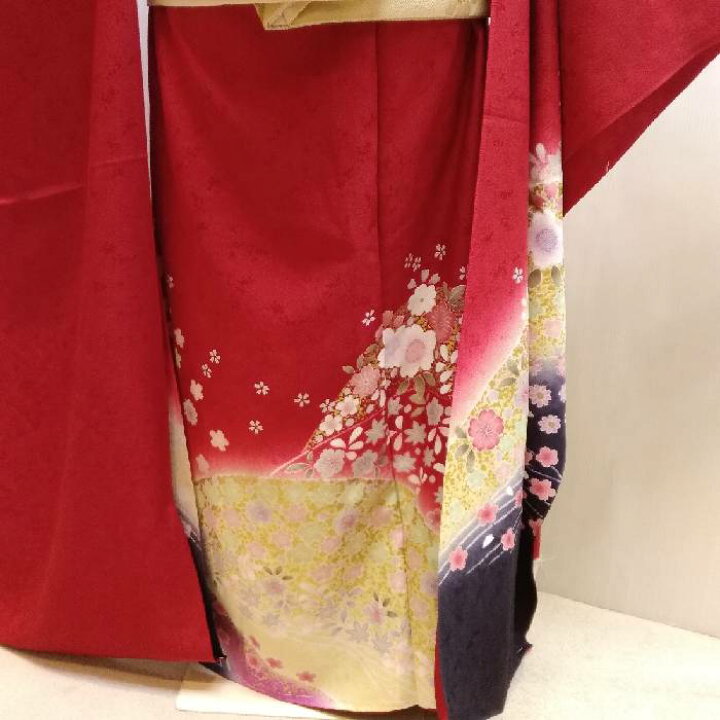 楽天市場】【送料無料】振袖 お仕立て付き 正絹 京友禅 赤色地花文様柄 