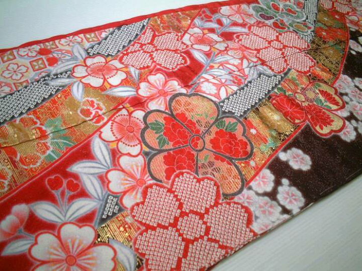 楽天市場】【送料無料】正絹本朧ぼかし染振袖生地 赤色地花模様 hr188  