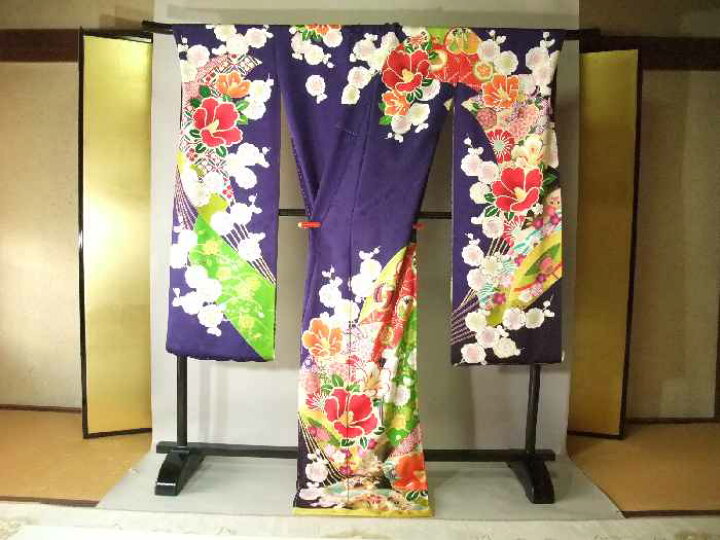 楽天市場】【送料無料】振袖 正絹 京友禅 古典総柄扇面花文様 生地  