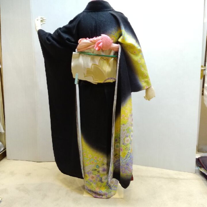 楽天市場】【送料無料】振袖 正絹 黒地辻が花文様 お仕立て上がり 
