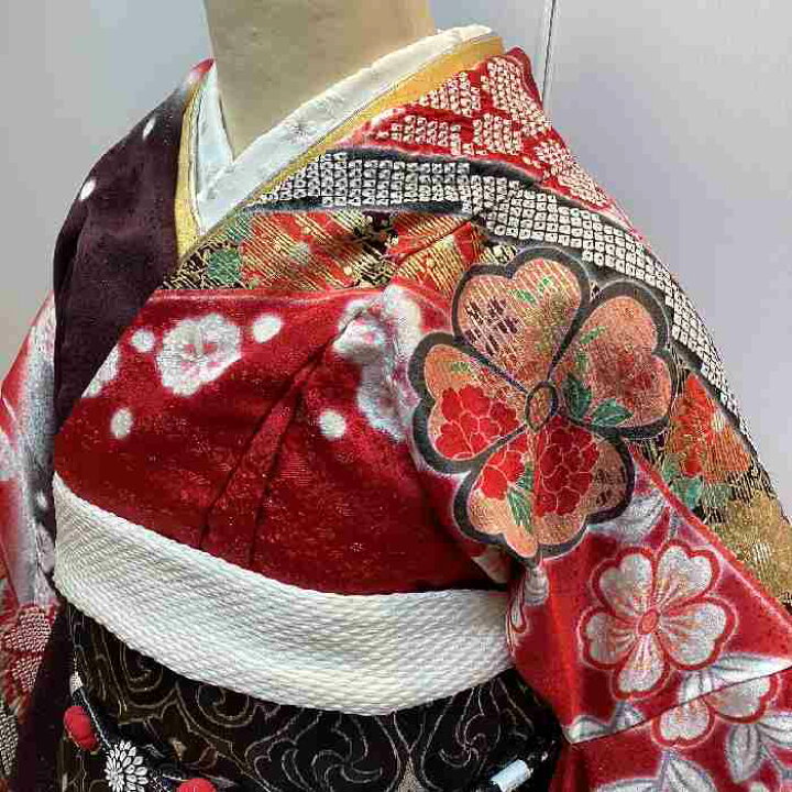 楽天市場】【送料無料】振袖 お仕立て付き 正絹 絞り 赤色地花模様 本 