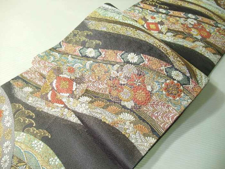 楽天市場】【送料無料】逸品！正絹西陣袋帯◇「花譜流彩文」−吉祥花柄  