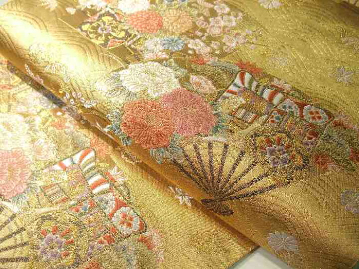楽天市場】【送料無料】袋帯 正絹 西陣 長嶋成織物 瀞金錦 扇面古典  