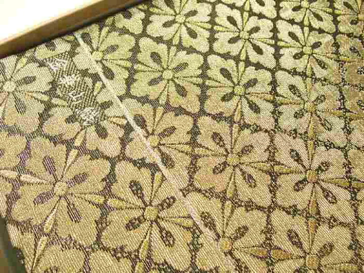 楽天市場】【送料無料】袋帯 正絹 金華山織 花菱文様 金黒地 新品  
