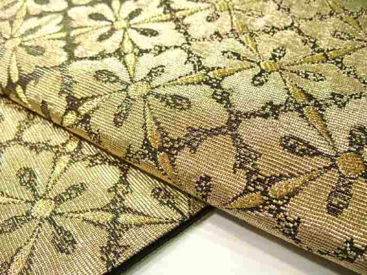 楽天市場】【送料無料】袋帯 正絹 金華山織 花菱文様 金黒地 新品  