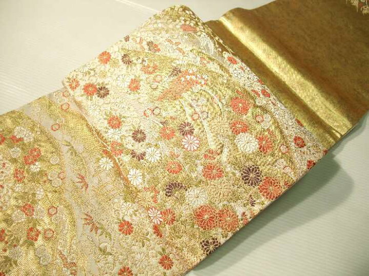 楽天市場】【送料無料】袋帯 正絹 西陣 金地茶屋辻花模様 加納幸 新品  