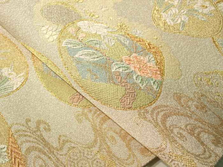 楽天市場】【送料無料】新品 正絹西陣袋帯 上品な貝合わせ四季花模様  