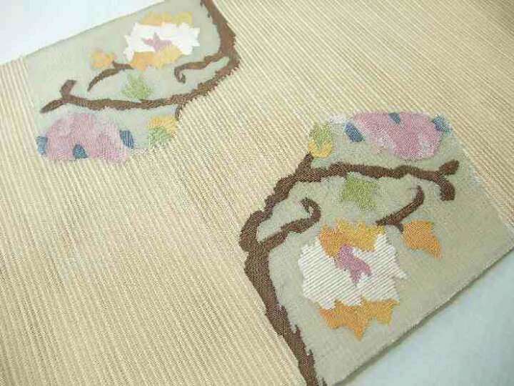 楽天市場】【送料無料】夏物 正絹絽綴れ袋帯 涼しげな地色の花柄 新品  