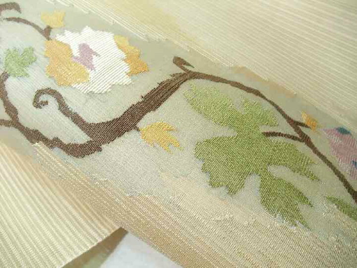 楽天市場】【送料無料】夏物 正絹絽綴れ袋帯 涼しげな地色の花柄 新品  