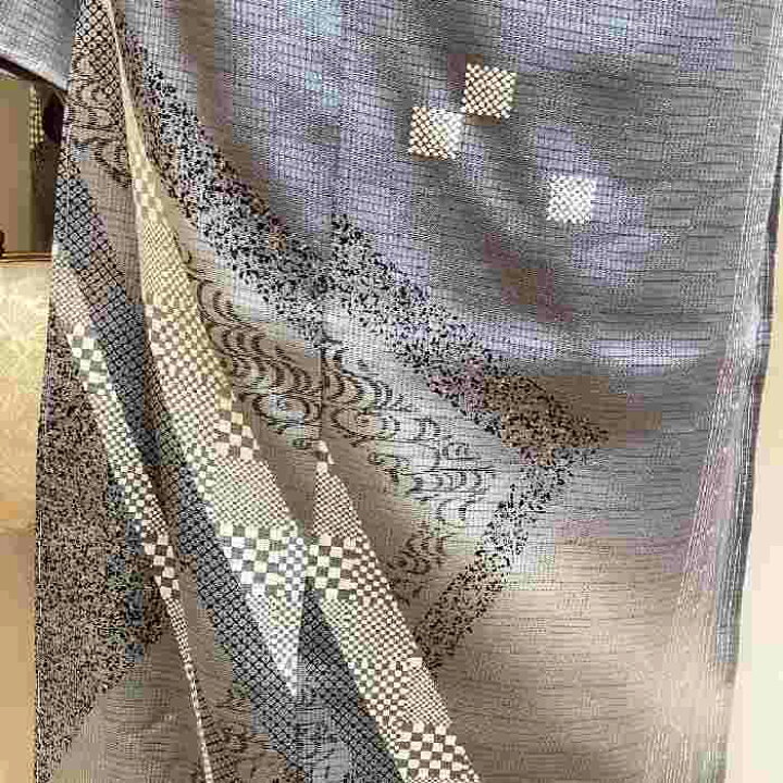 楽天市場】【送料無料】夏物 正絹 絽訪問着生地 粋な幾何学文様柄 新品  