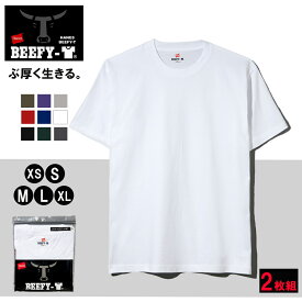 【最大200円OFFクーポン！ 6/4 20時～6/11 2時】2枚組 ヘインズ H5180 Hanes BEEFY-T Tシャツ 24SS BEEFY-T ビーフィー 半袖 白T 肉厚 ヘビーウェイト 厚手 タグ無 タグレス 綿100 コットン XS S M L XL パックT 無地