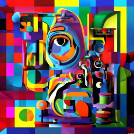 AIアートポスター カナブストラクド「ピカソ的弓なき3D」 Kanabstracd オリジナルアート作品 アートポスター アートプリント 壁掛けアート ウォールアート インテリア デジタルアート 現代アート