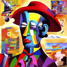 AIアートポスター カナブストラクド「ピカソ的有刺なき超現実」 Kanabstracd オリジナルアート作品 アートポスター アートプリント 壁掛けアート ウォールアート インテリア デジタルアート 現代アート