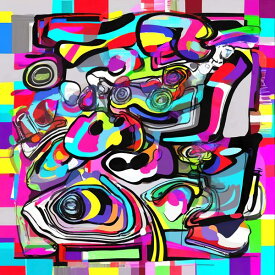 AIアートポスター カナブストラクド「スーラ・ピカソ的マラケシュなき…」 Kanabstracd オリジナルアート作品 アートポスター アートプリント 壁掛けアート ウォールアート インテリア デジタルアート 現代アート