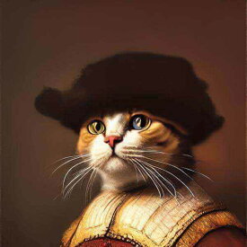 猫アート バロック絵画風 AIアート ポスター 「レンブラント風の猫」 ねこアート キャットアート にゃんこアート ネコアート キャット・アート ねこの絵 猫の絵 ネコの絵 バロック画家風アート Rembrandt