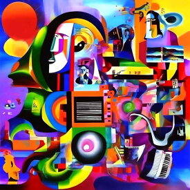 AIアートポスター カナブストラクド「ピカソ的有刺なき超現実」 Kanabstracd オリジナルアート作品 アートポスター アートプリント 壁掛けアート ウォールアート インテリア デジタルアート 現代アート