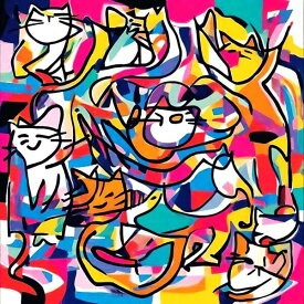 AIアートポスター カナブストラクドによる 「😸」 オリジナルアート作品 アートポスター アートプリント 壁掛けアート ウォールアート インテリア デジタルアート 現代アート