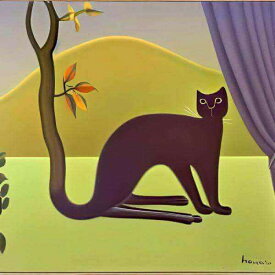 猫アート 近代絵画風 AIアート ポスター 「アンリ・ルソー風の猫」 ねこアート キャットアート にゃんこアート ネコアート キャット・アート ねこの絵 猫の絵 ネコの絵 近代画家風 近代画風アート Rousseau