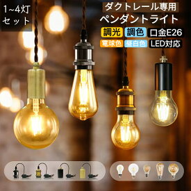 【人気照明】ダクトレール ペンダントライト おしゃれ led 電球付き ソケット E26 ティングレール用 北欧 レトロ LED対応 レール用 ペンダント 照明 ライト 調光器対応 照明器具 吊り下げ照明 ガラス 天井 カフェ リビング ダイニング 店舗 飲食店 【1灯/2灯/3灯/4灯】