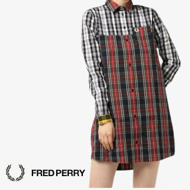 【期間限定 ポイント10倍 】《返品・交換 不可》【SALE】フレッドペリー FRED PERRY シャツ チェック ワンピース MIXED TARTAN SHIRT DRESS BLACK RED D7158 おしゃれ 可愛い 英国ブランド タータンチェック ブラック レッド ホワイト イエロー