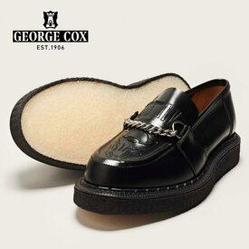 【期間限定 ポイント10倍 】GEORGE COX ジョージコックス メンズ レディース ユニセックス HAMILTON BUXTON IVC 040 厚底 IV コルゲートクレープソール ブラック 定番 BLACK ローファー