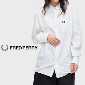 【期間限定 ポイント10倍 】フレッドペリー FRED PERRY ポロシャツ レディース Oxford Shirt M5516 MEN'S WOMEN'S UNISEX ボタンダウン オックスフォード シャツ おしゃれ FREDPERRY ウォッシュ加工 送料無料 プレゼント ホワイト