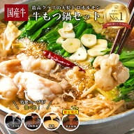 国産牛もつ鍋セット 2〜3人前（モツ300g・選べるスープ3種・麺2食・薬味付）ホルモン 小腸 醤油 味噌 塩 …