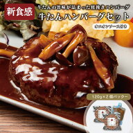 牛たんハンバーグセット／ 120g×2パック + 刻みオニオンソースのセット ／ 伊達のくら 仙台 牛タン ハン…
