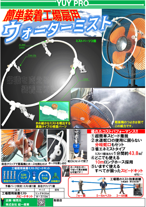 楽天市場】結一産業(/A) 工場扇用装着ミスト スピードキット