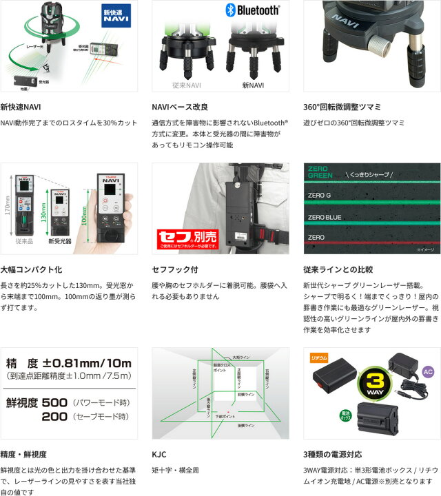 楽天市場】タジマ (/AN) レーザー墨出器 ZERO GREEN NAVI ジンバル KJC 