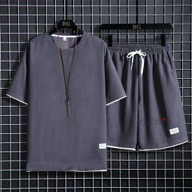 【送料無料】 セットアップ 上下セット 2点セット tシャツ 短パン ウエア トップス 半袖 ハーフパンツ メンズ レディース 学生 男女 ユニセックス 涼しい 薄手 カジュアル シンプル 格好よく 夏 快適 透気 プレゼント 誕生日 ギフト 通勤 通学 旅行 アウトドア 五分丈