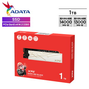 XPG SSD MARS 980 BLADE 1TB PCIe Gen5 x4�@M.2 2280 �ő�Ǎ����x14,000MB/�b PS5 �Ή� ���O���\�ȃq�[�g�V���N SMAR-980B-1TCS-I